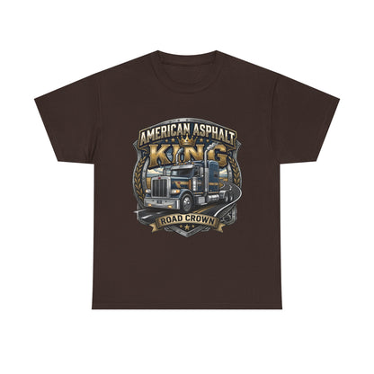Trucker Tee — "American Asphalt King" Road Crown Semi Truck Graphic Shirt
