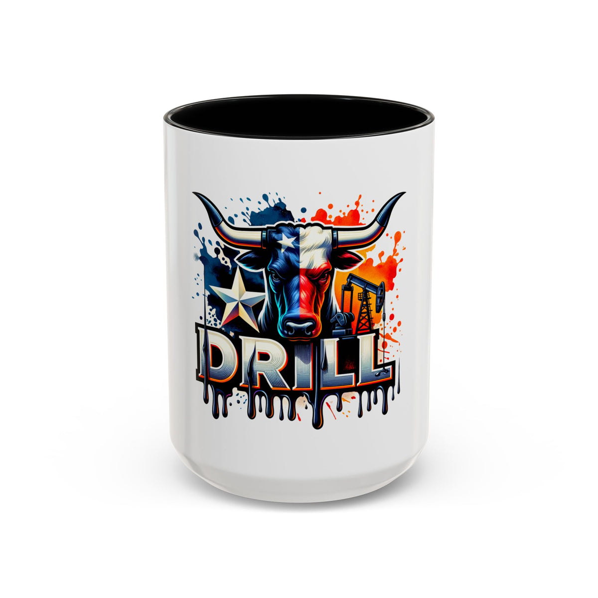 Drill Texas Bull Accent Coffee Mug – Oilfield Patriot 11/15oz