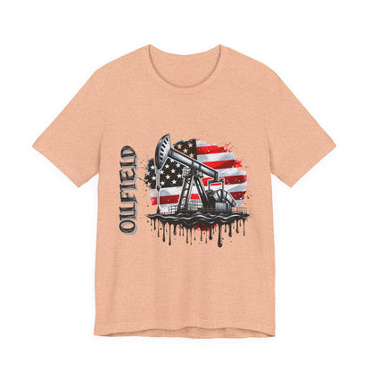 Oilfield USA Flag T-Shirt – American Oil Rig Graphic Tee