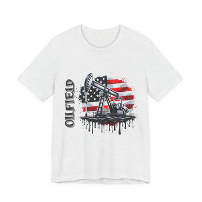 Oilfield USA Flag T-Shirt – American Oil Rig Graphic Tee