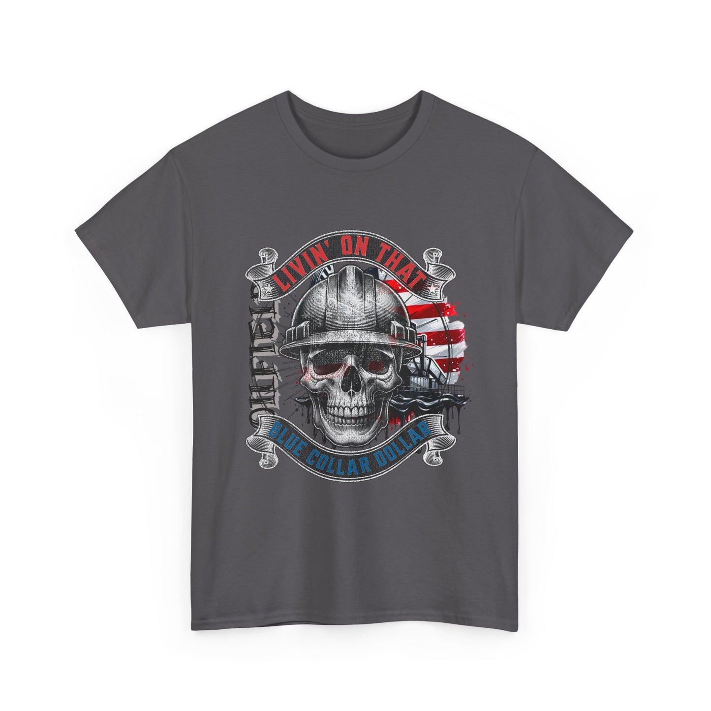 Graphic Tee — 'All Guts No Glory' Military Skull with American Flag