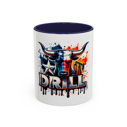 Drill Texas Bull Accent Coffee Mug – Oilfield Patriot 11/15oz