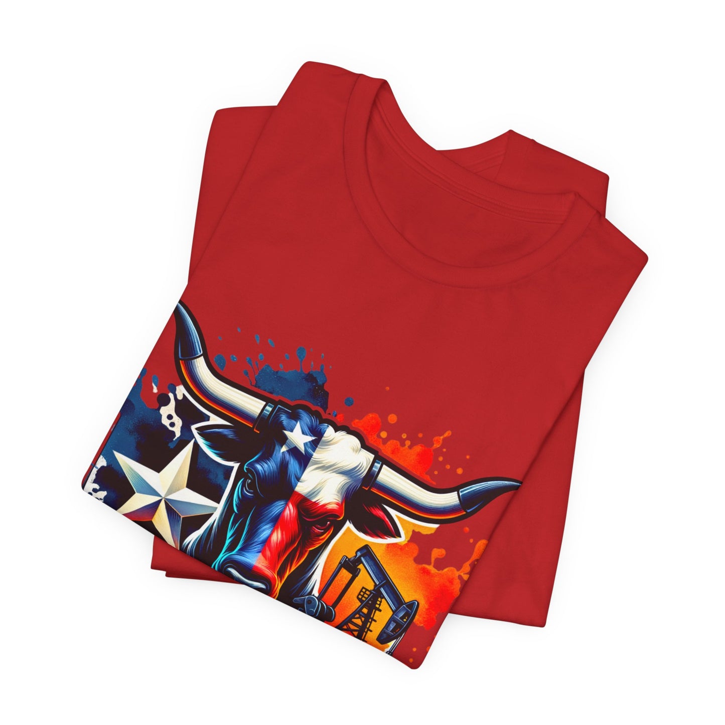 Drill Texas Bull Graphic Tee — American Flag Oilfield Design