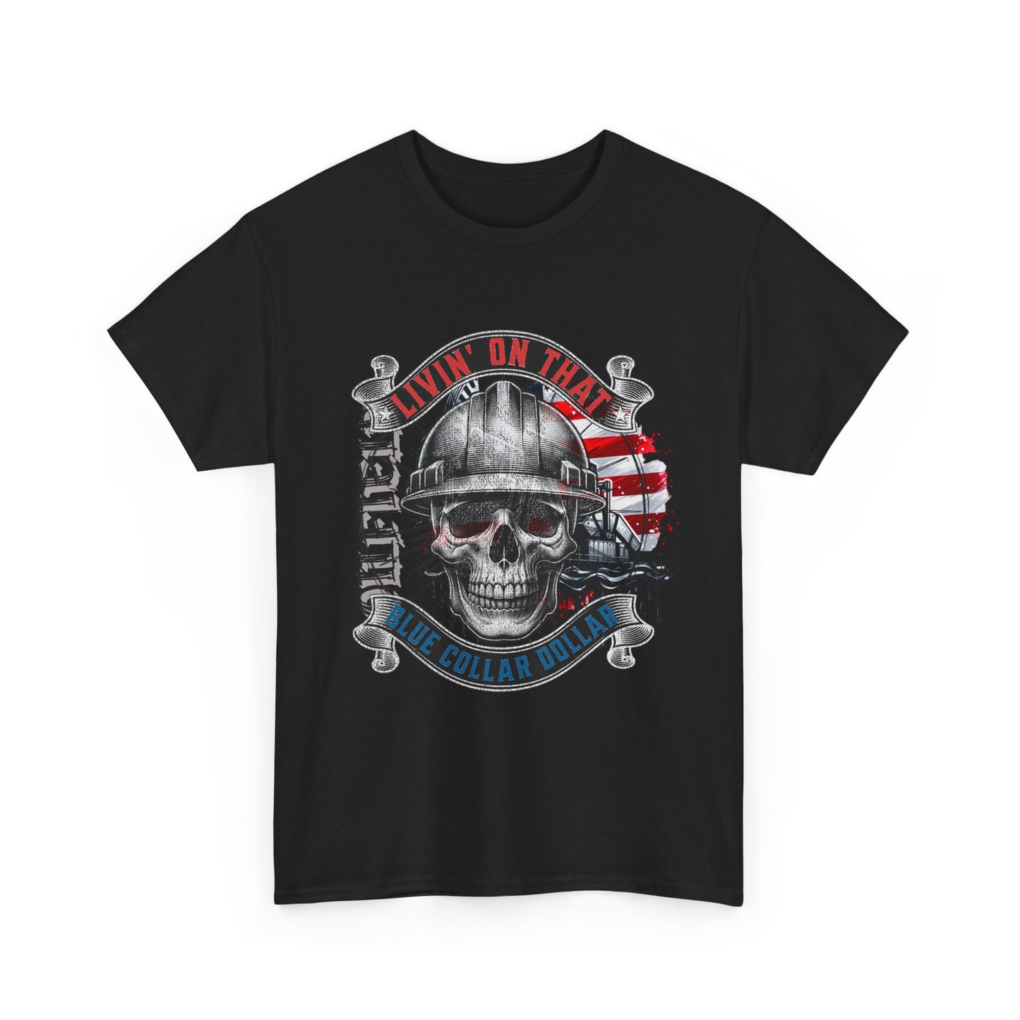 Graphic Tee — 'All Guts No Glory' Military Skull with American Flag