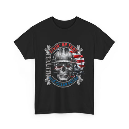 Graphic Tee — 'All Guts No Glory' Military Skull with American Flag